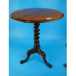 Mahogany barley twist tripod table