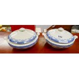 Pair of blue and white tureens - By Morfenix circa 1890