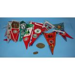 Collection of caravan club flags & 2 brass badges