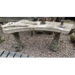 Stone curved coi carp bench