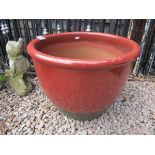 Large terracotta and glazed planter