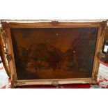 Early 19thC impressionist painting - Oil on canvas - Street scene - Image size: 90cm x 59cm
