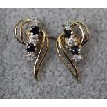 Pair of gold & sapphire earrings