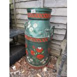 Painted vintage Bargeware milk churn