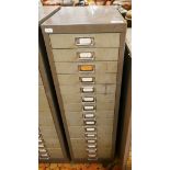 Bank of metal index drawers