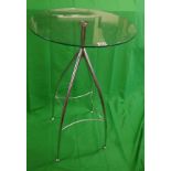 Chrome & glass table - D: 60cm H: 103cm