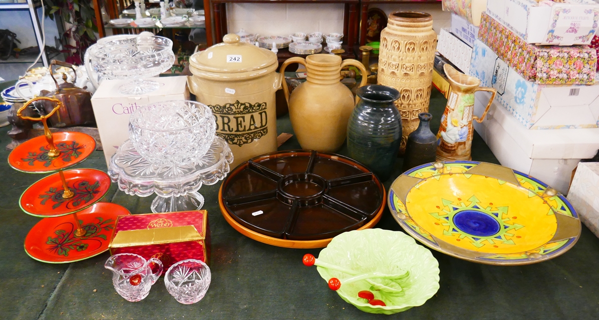 Large collection of glass, ceramics & kitchenware to include lazy susan and large charger