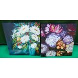 2 x floral canvas