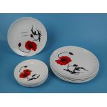 Wedgwood Susie Cooper design - Corn Poppy part dinner service