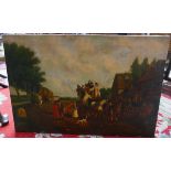 Oil on canvas - Coaching scene - Image size: 91cm x 61cm