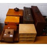 Collection of wooden boxes & suitcase