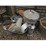 Collection of galvanised buckets etc