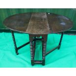 18thC bobbin turned oak gateleg table