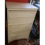 Painted bank of 5 drawers
