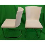 Set of 4 leather and chrome contemporary dining chairs