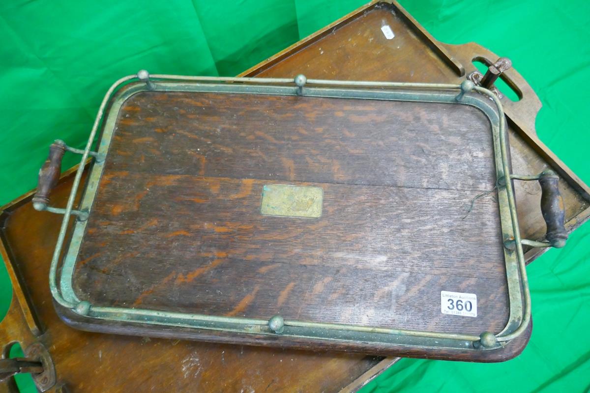 Butlers tray and galleried tray - Image 2 of 2