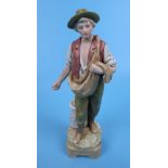 Royal Dux late 19thC figurine of a boy sewing seed in 18thC dress