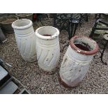 Set of 3 terracotta chimney pots