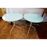 Pair of retro metal tripod tables