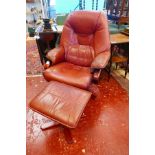 Stressless style armchair and footstool