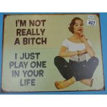 Novelty metal sign - Approx: 40cm x 32cm