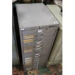 Bank of metal index drawers