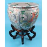 Large Oriental planter stand with decoration to interior