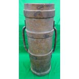 Antique leather artillery shell case - approx 90cm tall and the internal diameter is approx 28cm