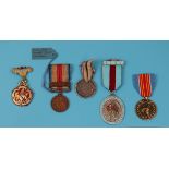 UN deployment medal for Yugoslavia, Russian medal 1880, Japanese medal and 2 masonic medals