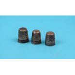 3 silver thimbles