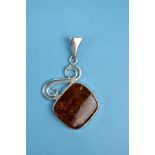 Silver & amber pendant