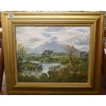 Oil on board - Landscape signed Rumbell