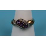 Gold amethyst & diamond ring