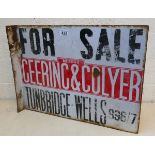 Vintage enamel double sided Geering and Colyer for sale sign