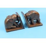 Pair of carved elephant bookends