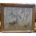 Oil on board - Rutting Stag by Peter Biegal - Royal landscape verso