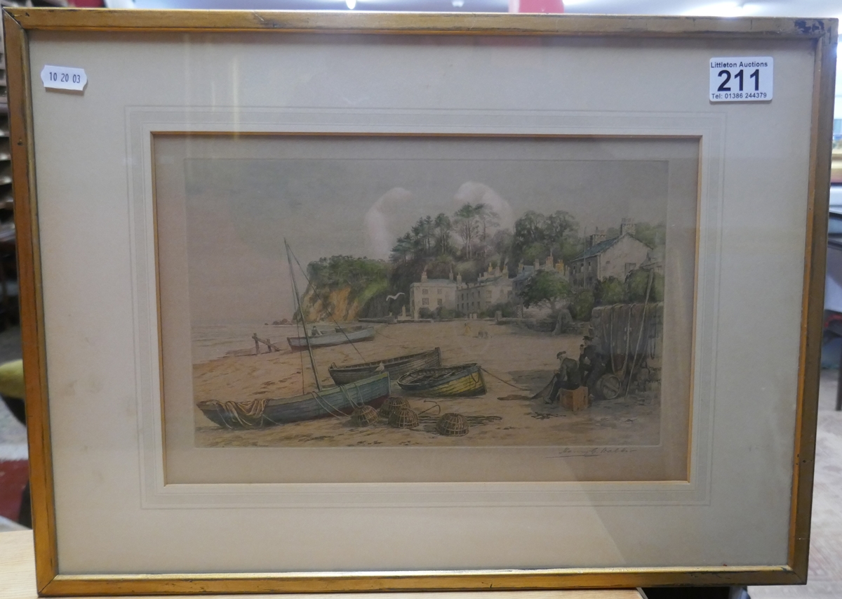 Signed etching - Coastal scene by Henry G Walker