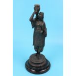 Bronze figure on marble base - Approx H: 38cm