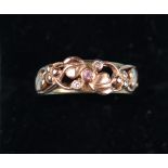 Amethyst & diamond set gold ring