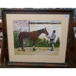 Oil on board - Horse & gent