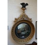 Regency convex mirror in gilt frame adorned with eagle - Approx H: 95cm x W: 55cm