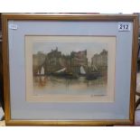 Original artists proof etching - Jorges Charpentier - French harbour scene