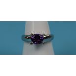 18ct white gold amethyst and diamond ring