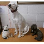 Ceramic dog, Large Ceramic dog A/F another dog, cat & mouse figures