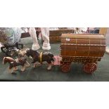 Model horse & cart with 2 additional horses