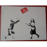 Banksy style oil on canvas - No ball games
