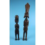 2 interesting carved tribal figures - Height of tallest 27cm