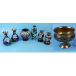 Collection of Cloisonne vases etc to include trio set and pair