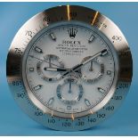 Reproduction Rolex advertising clock with sweeping second hand - Daytona