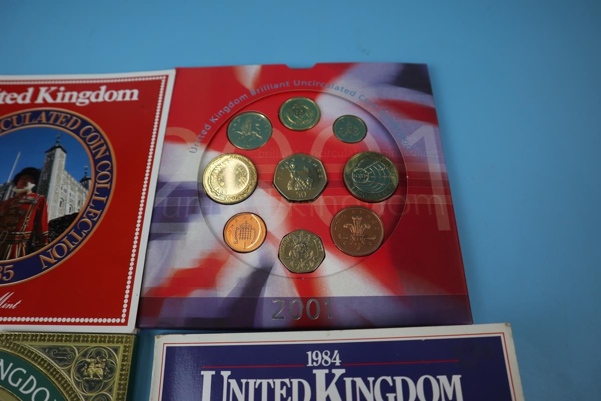 4 sets of uncirculated coins in original Royal Mint packs - 1984,1985,1999,2001 - Image 4 of 5